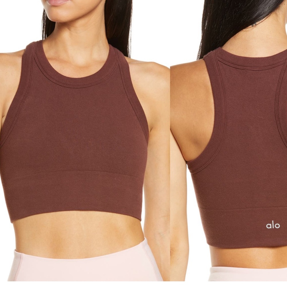 Alo yoga Delight seamless High Neck Bra cherry cola L